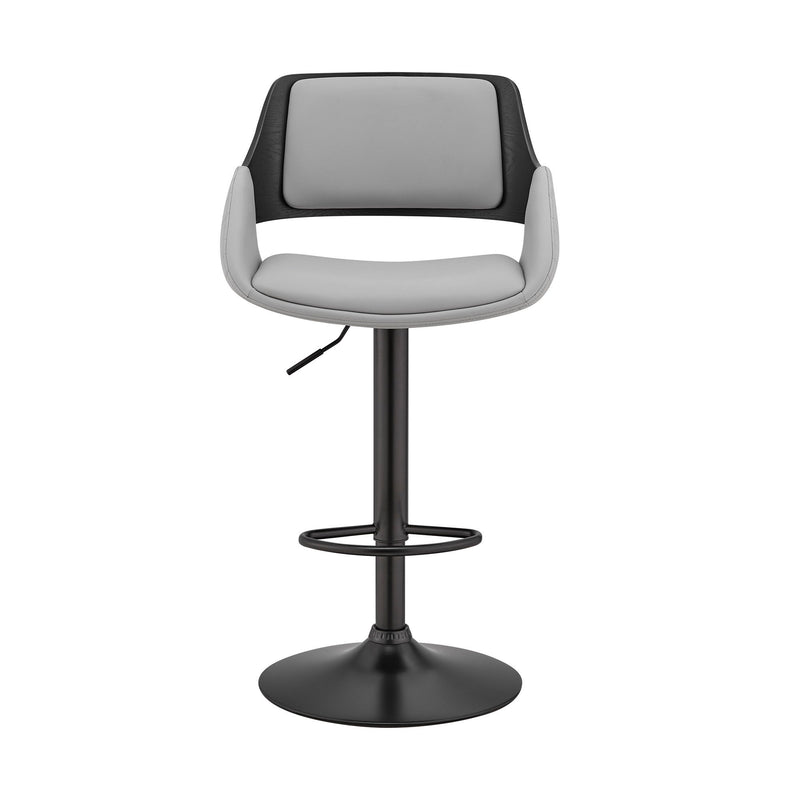 25" Iron Swivel Low Back Adjustable Height Bar Chair - Gray And Black