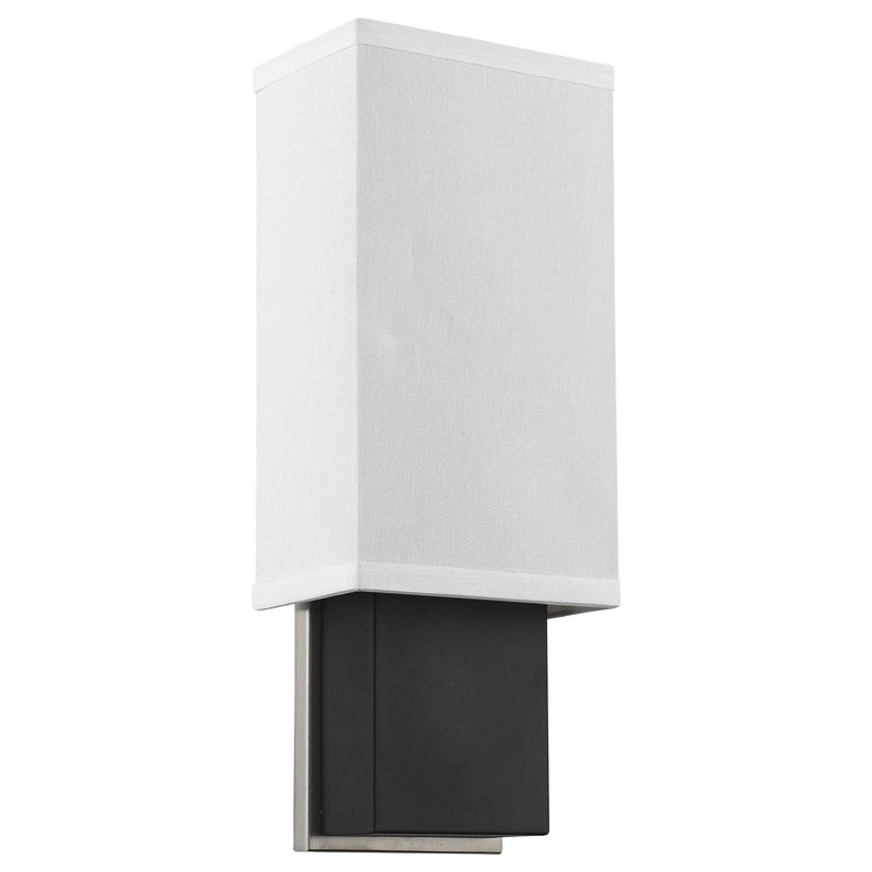 Rectangular Wall Sconce With Linen Fabric Shade - White / Black