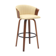 Load image into Gallery viewer, 30" Faux Leather Swivel Bar Height Bar Chair - Cream And Wood Brown
