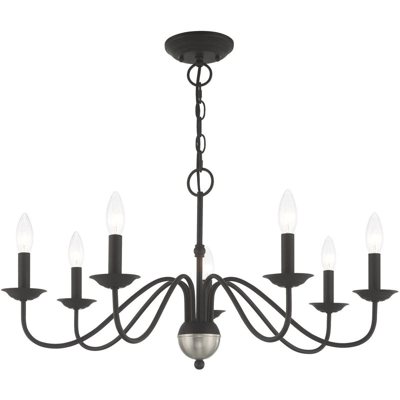 16" Seven Light Dimmable Chandelier With Shades - Black