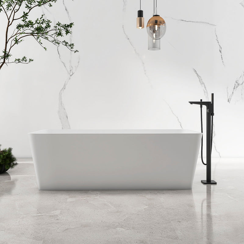 Freestandingn And Solid Surface, Soaking Bathtub For Bathroom - Matte White