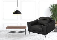 Load image into Gallery viewer, 42" Genuine Leather And Silver Solid Color Lounge Chair - Black
