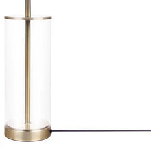 Load image into Gallery viewer, Metal Cylinder USB Table Lamp With Empire Shade - Clear / Gold / White
