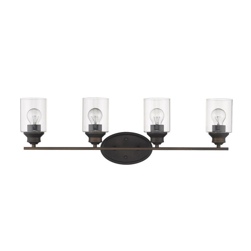 Four Light Wall Light With Clear Glass Shade - Bronze