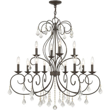Load image into Gallery viewer, Twelve Light Metal Dimmable Chandelier With Shades - Bronze / Clear
