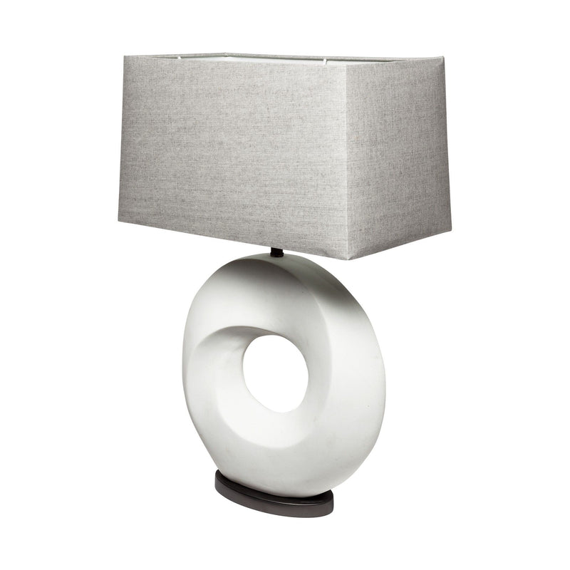 Geometric Table Lamp With Gray Shade - White