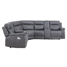 Load image into Gallery viewer, Faux Leather Reclining Curved Corner Sectional With Console - Gray

