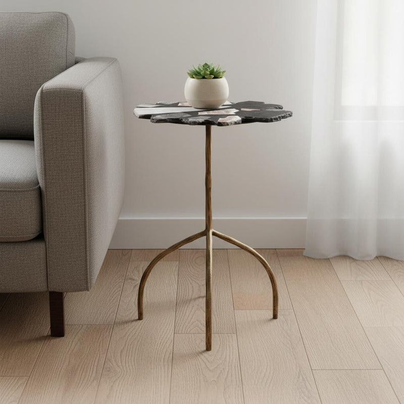23" Iron Pedestal End Table - Brown