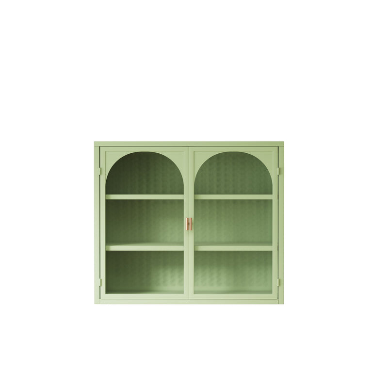 2 Door Wall Cabinet With 3 Tier Storage - Green