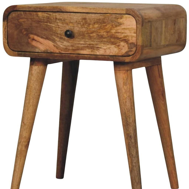 22" Solid Wood Round One Drawer Nightstand - Oak