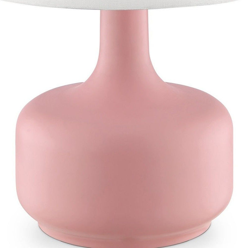 Metal Bedside Table Lamp With White Shade - Pink