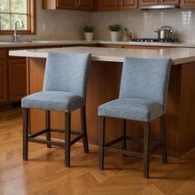 Load image into Gallery viewer, Fabric And Solid Wood Counter Height Bar Chairs (Set of 2) - Gray / Espresso
