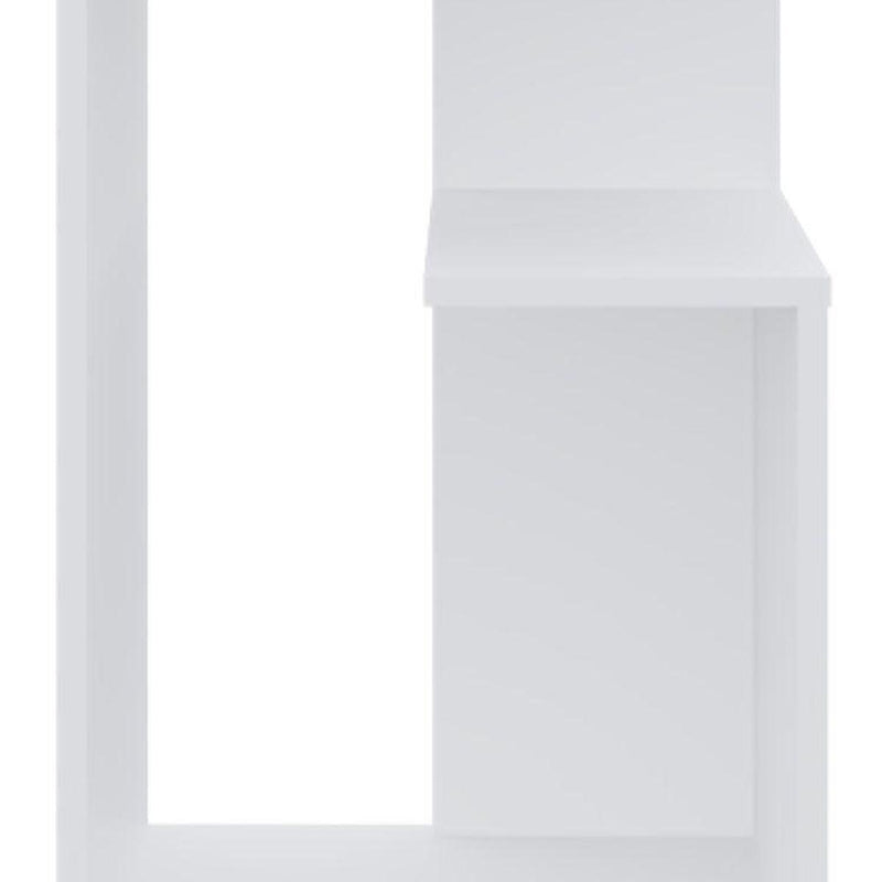 Wood Floor Shelf End Table With Shelf - White