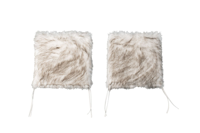 17" Faux Fur Dining Chair Pads (Set of 2) - Ivory / Brown