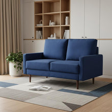 Load image into Gallery viewer, Velvet Loveseat - Blue / Dark Brown
