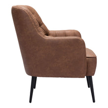 Load image into Gallery viewer, Faux Leather Tufted Arm Chair - Brown And Black
