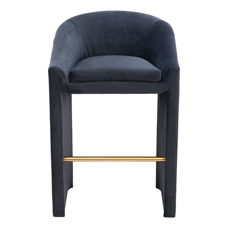 Velvet And Steel Low Back Bar Height Bar Chair - Gray And Gold