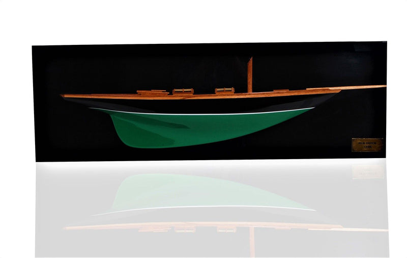 Hand Painted c1898 Pen Duick Half-Hull Model Boat - Black / Green