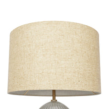 Load image into Gallery viewer, Aurora - Ribbed Lamp Base Clear Table Lamp Large Linen Shade - Beige / Clear / Gold
