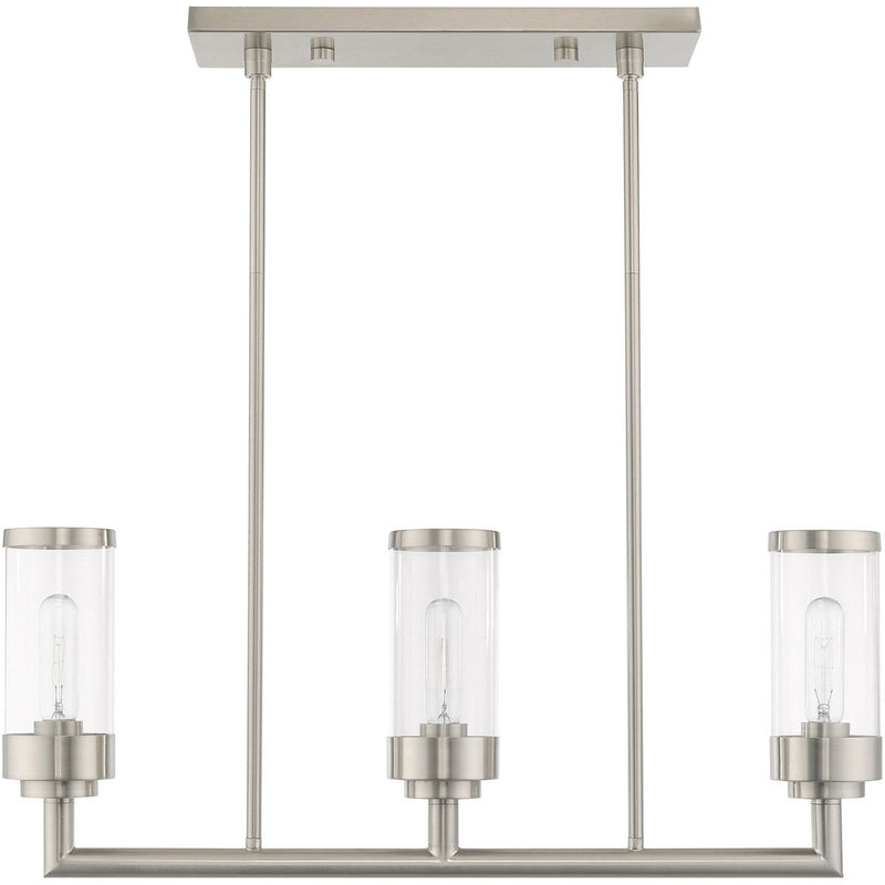 21'' Three Light Dimmable Chandelier With Shades - Nickel