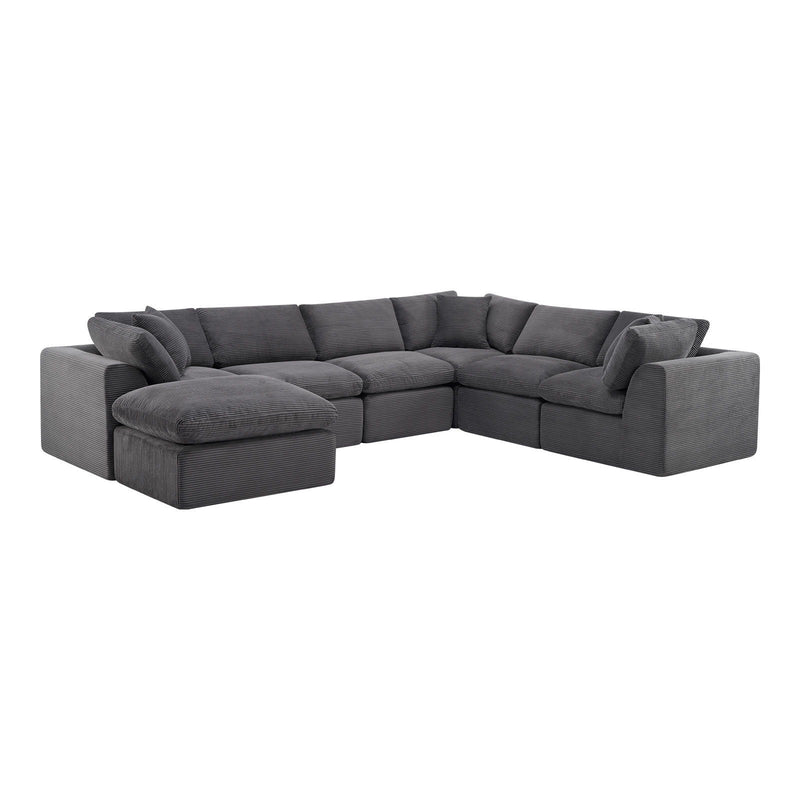 Corduroy Modular Sofa Chaise With Ottoman Toss Pillows (725208) - Dark Gray