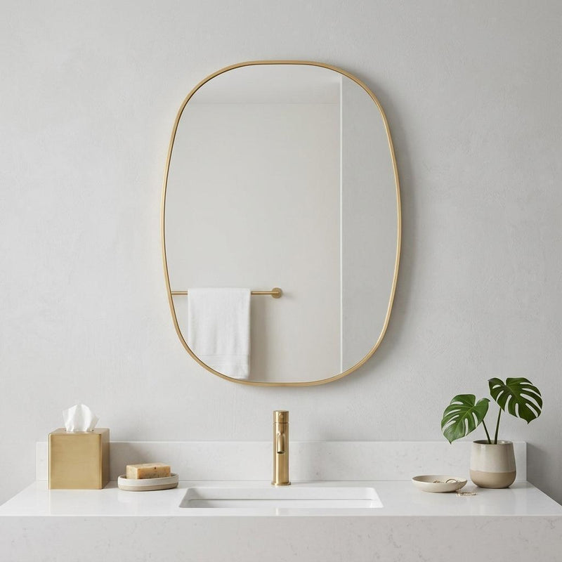 Aluminum Oval Framed Bathroom Vanity Mirror (756119) - Gold