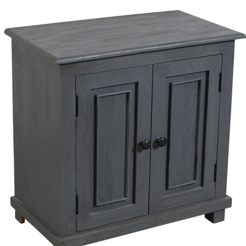 28" Distressed Solid Wood Nightstand With Storage - Gray