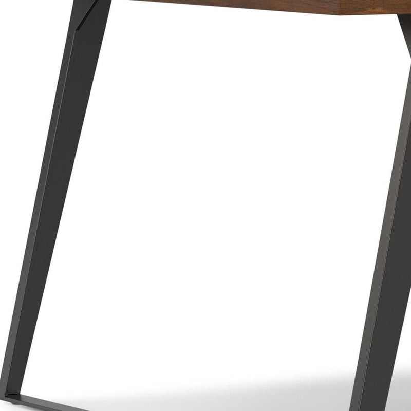 Wood Iron Frame Base Square Dining Table - Walnut / Gray