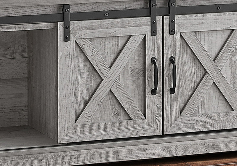 59" Cabinet Enclosed Storage TV Stand - Gray