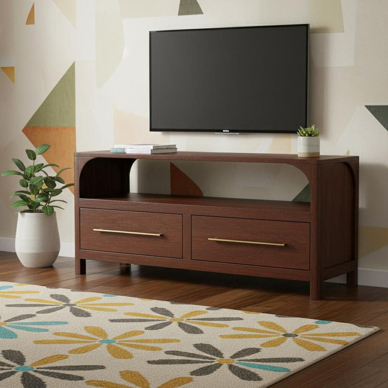 Solid Wood Fireplace TV Stand (720017) - Brown