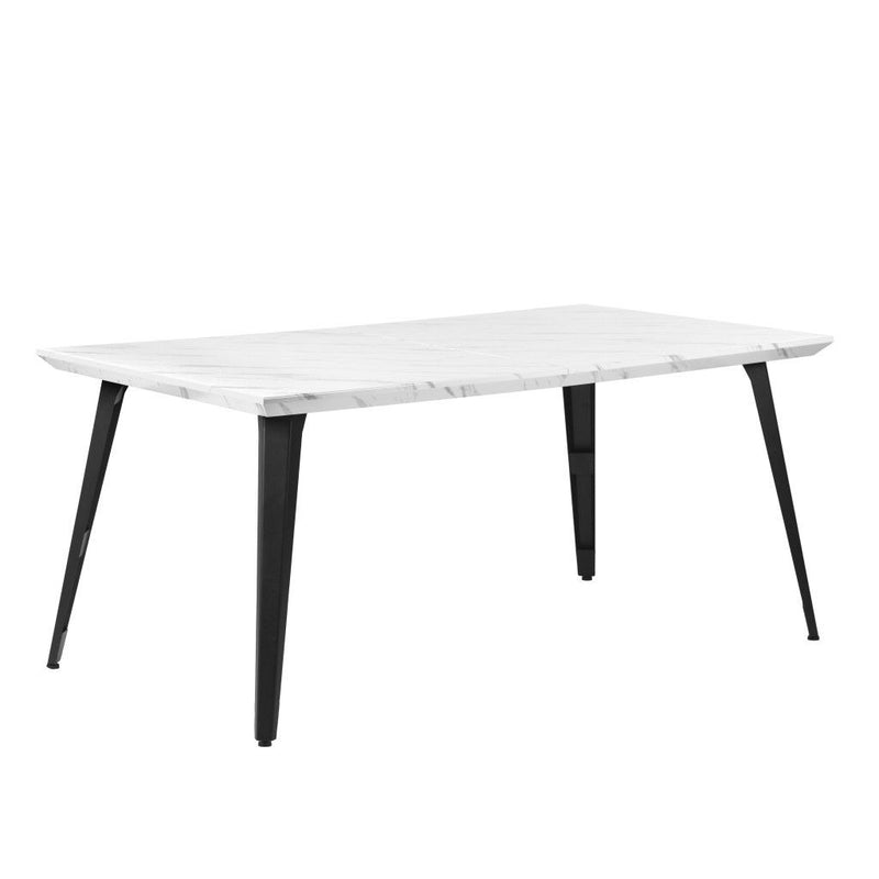 63" Faux Marble And Metal Dining Table - White