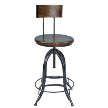 Load image into Gallery viewer, Swivel Low Back Adjustable Height Bar Chair With Footrest 41" - Chestnut And Black
