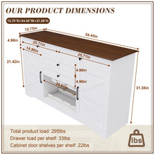 Load image into Gallery viewer, Rustic Farmhouse Kitchen Island With Storage Cabinet, Wood Top Breakfast Bar - White
