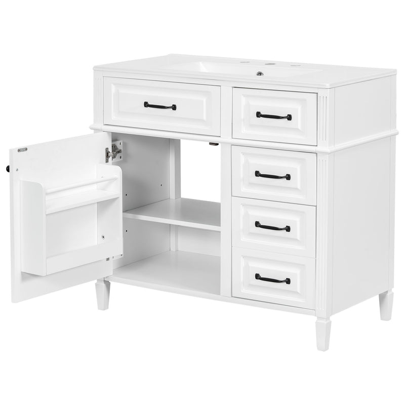 Modern Bathroom Vanity With Sink Top, Flip Drawer Design