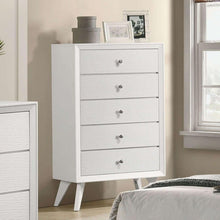 Load image into Gallery viewer, 1 Piece Chest With Angled Legs, Wave Texture, Round Knobs - White

