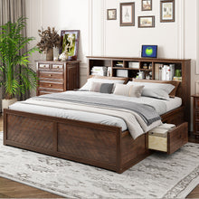 Load image into Gallery viewer, Platform Bed With Multi Storage Headboard, USB And Drawers

