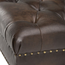 Load image into Gallery viewer, Henley - Tufted Ottoman Bench - Distressed Brown
