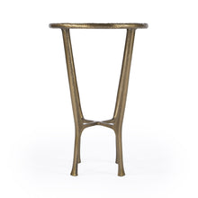 Load image into Gallery viewer, 23" Distressed Marble And Aluminum Round End Table - Gold
