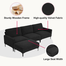 Load image into Gallery viewer, [VIDEO provided] [New] 103.5*59&quot; Modern L-shaped Sectional Sofa, 4-seat Velvet Fabric Couch Set with Convertible Ottoman,Freely Combinable Sofa for Living Room, Apartment, Office,Apartment,2 Colors
