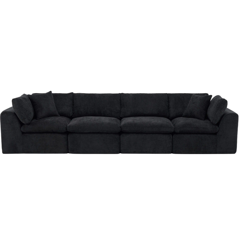 Chenille Modular Sofa Chaise With Toss Pillows (725201) - Black