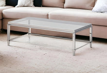 Load image into Gallery viewer, 55" Glass And Steel Coffee Table - Clear And Silver
