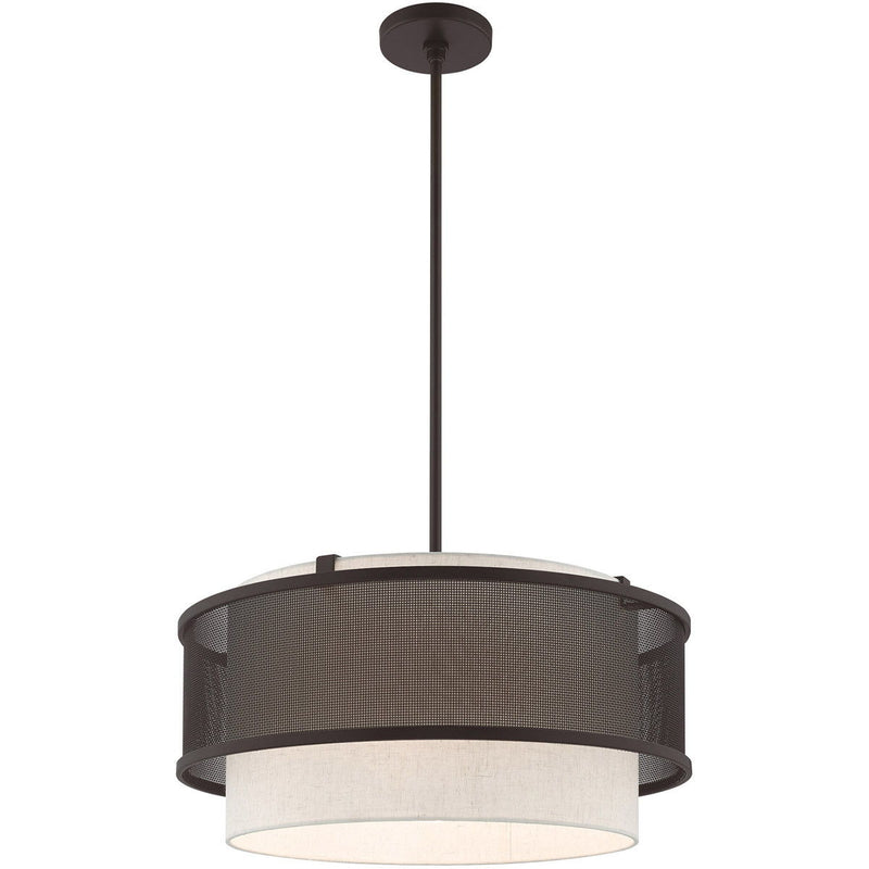 18" Four Light Dimmable Chandelier With Shades - Bronze