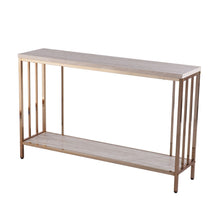 Load image into Gallery viewer, Faux Stone Floor Shelf Console Table With Storage - Champagne / Gold
