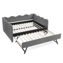 Load image into Gallery viewer, Gingham Daybed With USB Charging Port, Wave-Shaped Design
