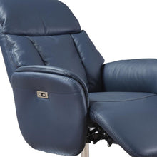 Load image into Gallery viewer, Tufted Genuine Leather Power Swivel Recliner (730574) - Navy Blue
