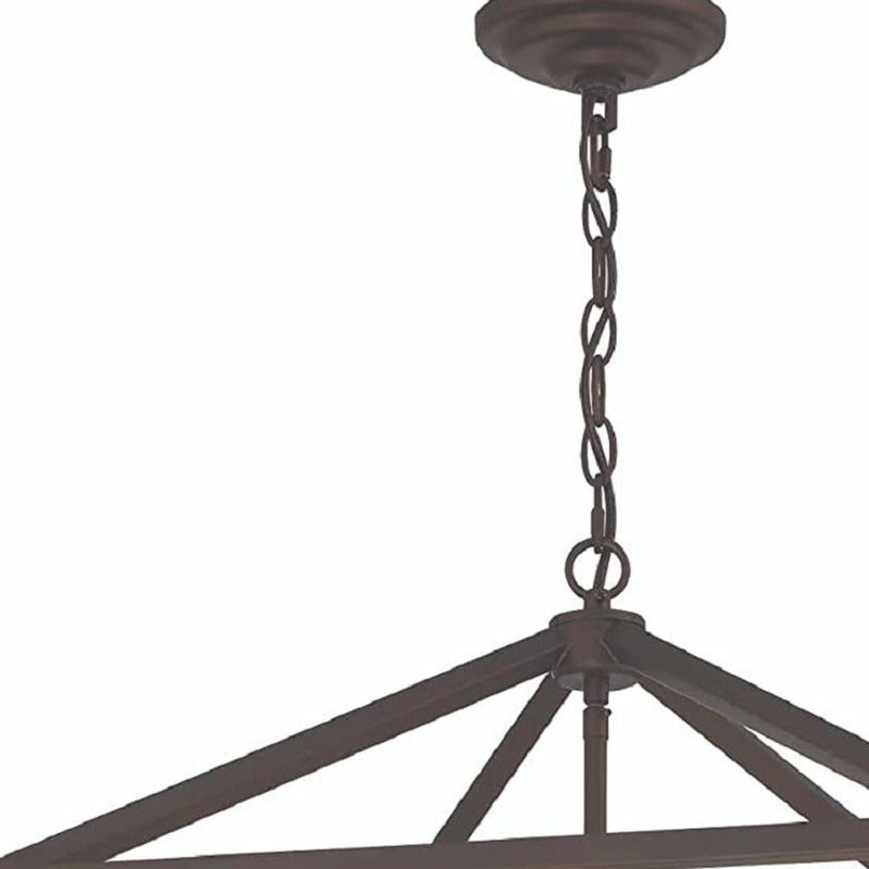 Candle Style Eight Light Metal Dimmable Chandelier - Bronze