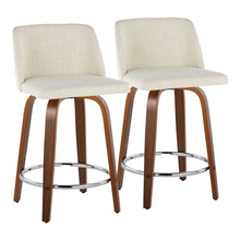 Load image into Gallery viewer, Toriano - Mid Century Modern Fixed Height Counter Stool With Swivel With Round Footrest (Set of 2)
