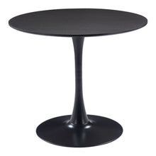 Load image into Gallery viewer, 36" Wood And Steel Pedestal Base Round Top Dining Table - Black
