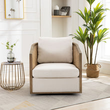 Load image into Gallery viewer, Barrel, Comfy Round Accent Sofa Chair With 360 Degree Swivel, Leisure Arm
