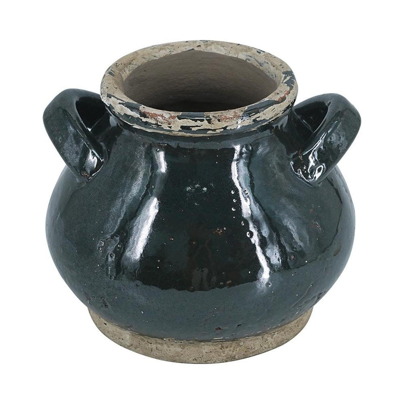 Round Jug Vase - Dark Green / Sand